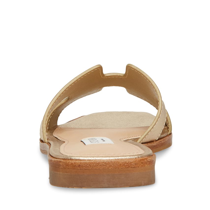 Sandalias de Diapositivas Steve Madden Hadyn Cuero Mujer Doradas | ES ET012S